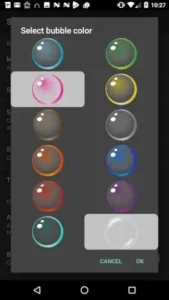notification bubbles color picker interface