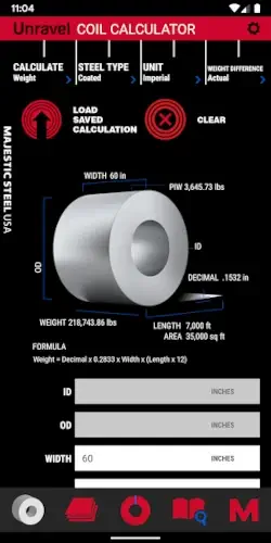 unravel steel sheet calculator interface