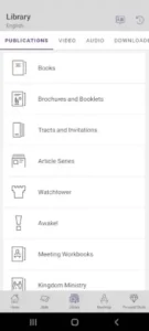 jw library publications download interface
