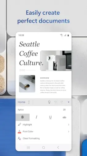 Microsoft Word for Tablet Interface