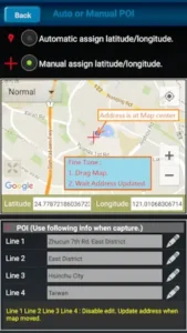 gps map camera manual coordinate adjustment