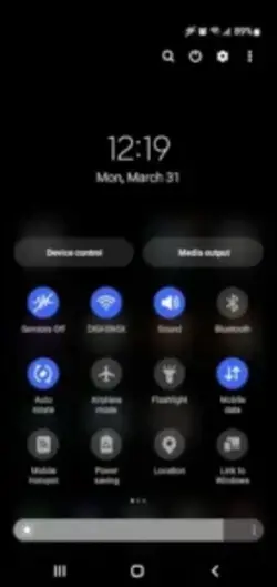 Quick Settings panel
