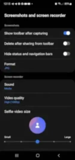 Record Screen Activity settings interface