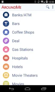 aroundme app categories interface