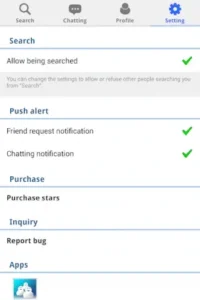fav talk search settings