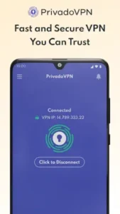 privadovpn connected status screen