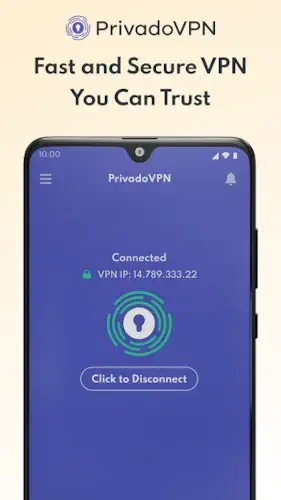 privadovpn connected status screen