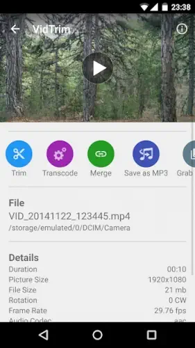 vidtrim file details interface