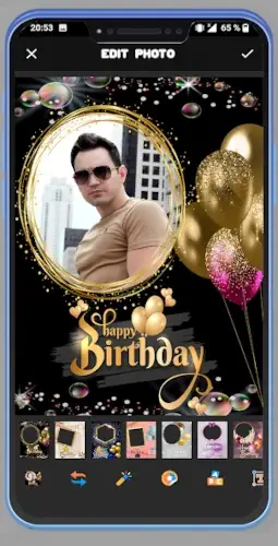 birthday photo frames interface