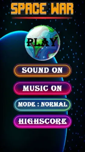 invaders retro space war main menu