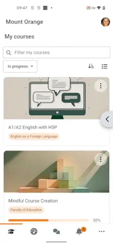 moodle mobile course dashboard