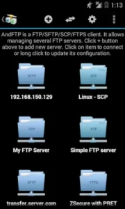 andftp main server list interface