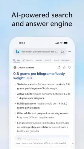 bing copilot protein search example