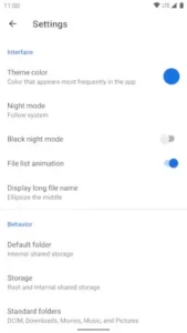 material files app settings interface overview