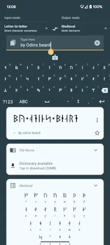 write in runic medieval translation interface