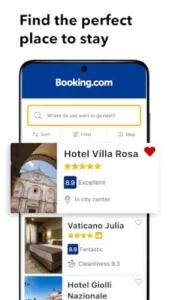 booking com app hotel search results