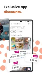hostelworld app search results discounts