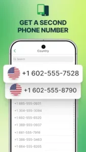 textplus app phone number selection screen