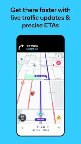 waze live traffic eta navigation screen
