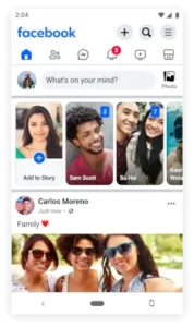 facebook lite home feed interface