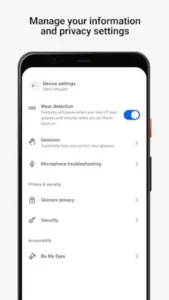 meta smart glasses privacy settings interface