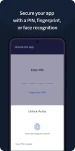 authy pin and biometric app lock screen