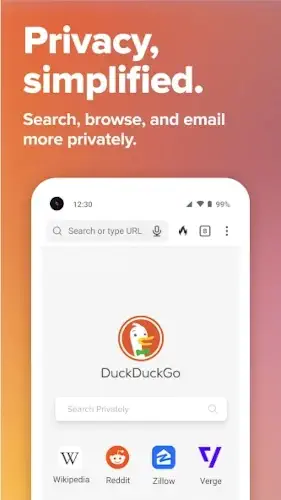 duckduckgo browser home screen privacy