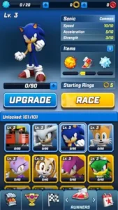 sonic forces character selection