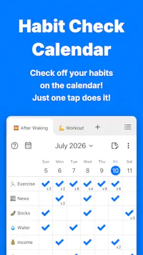 habit check calendar weekly habit tracking