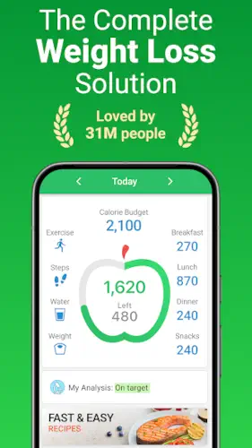 mynetdiary daily calorie budget dashboard