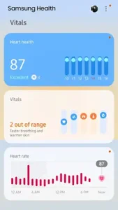 samsung health vitals heart health score