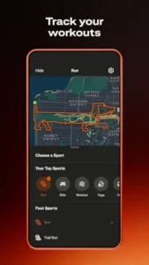 strava track workouts choose sport gps map